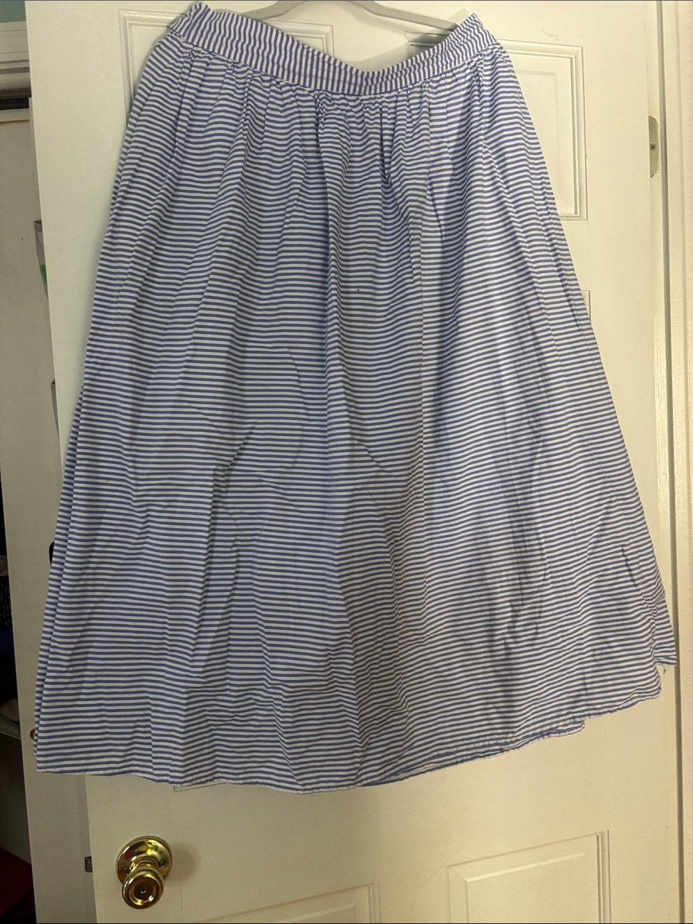 Vineyard Vines Blue and White Striped A-Line Midi Skirt